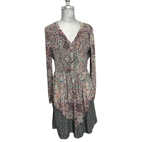 Maeve Anthropologie Tiled Amethyst Smoked Dress With Pockets size L - Picture 2 of 15